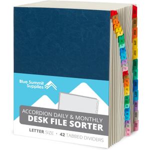 Blue Summit Expandable Monthly File Organizer, Tickler File Combo 31 Daily and 12 Monthly Tabs, Letter Size 12 Month Folder Organizer for Invoices and Documents