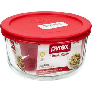 Pyrex Simply Store 4-Cup Round Glass Food Storage Dish   