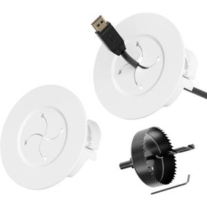 Cord Hider for Wall Mounted TV, in Wall Cable Management Kit for Large Capacity, Wall Cable Hider Behind The Wall, Cable Raceway White Includes Hole Saw Dril Attachment - 2 Pass Locking Brackets