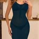 Women's Crochet Swimsuit Coverup Hollow Out Sleeveless Dress for Women 2026 Knit Button Tank Dresses (Blue, L)