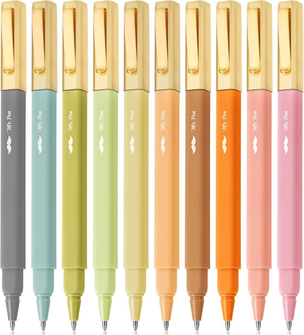 Mr. Pen- Aesthetic Ballpoint Pens, 10 Pack, Assorted Colors, Fast Dry, No Smear Bible Pens No Bleed Through, 0.7mm Fine Point Pen (Boho)