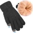 Women's Winter Warm Touch Screen Gloves Womens Thermal Cable Knit Wool Fleece Lined Glove for Cold Weather