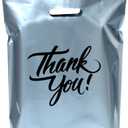 Infinite Pack Thank You Merchandise Bags, Die Cut Handles, Retail Shopping Bags for Boutique - Choose Color & Size (9" X 12", PACK OF 100, Silver)