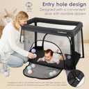 Pack and Play with Bassinet & Mattress, Lightweight Portable Baby Bed, Foldable Travel Bassinet Playard with Storage Bag, Easy Setup Playpen for Babies & Toddlers (Black)