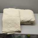 WDCOZY 100% Cotton King Size Quilt Set - Beige Pre-Washed Soft Lightweight Modern Bedspread, Farmhouse Country Rustic Coverlet, Textured Like Linen, Shabby Chic Gauze Bedding, 3 Pieces