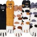 Loritta 5 Pairs Womens Fuzzy Socks Winter Warm Cozy Fluffy Super Soft Slipper Socks
