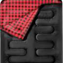 Double Sleeping Bags for Adults, Queen Size 2 Person All Season for Warm & Cold Weather | Fits Kids 10-12 (Girls & Boys) - Lightweight & Waterproof Camping Essentials for Hiking, Backpacking (Black)