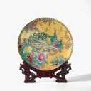 LIYAOLI Decorative Plates for Display,2024 Chinese Classical Colorful Peacock Birds and Peony Flowers Plate Decor Handmade Art Decor for Display Living Room Table