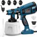 1000W High Power Paint Sprayer - Corded HVLP Paint Gun with 4 Sizes Copper Nozzles, Easy to Clean & Control Power Painter for House Painting, DIY Crafting, Tables & Chairs (Blue)