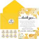 Chuangdi 50 Sets Baby Shower Thank You Cards with Envelopes and Sticker 50 Baby Shower Appreciation Greeting Cards Gratitude Gift for Guest(Bee)