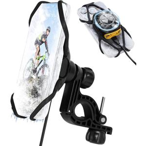 Jhua Bike Phone Holder Mount with Phone Cooler, Universal Phone Holder for Bike Handlebar Clamp, 360 Rotation Bicycle Motorcycle Phone Mount Holder for iPhone 16 15 14 Pro Max Plus 5.2-6.8" Cellphone