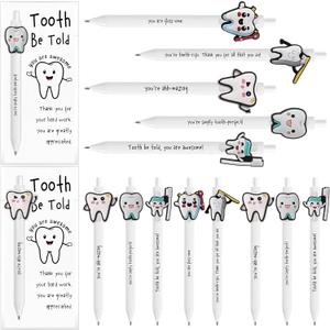10 Sets Dental Gifts for Hygienists Assistants Dentists Tooth Pens with Thank You Cards for Dental Hygienists Appreciation Week Teeth Health Month Christmas 5 Styles Office Accessories