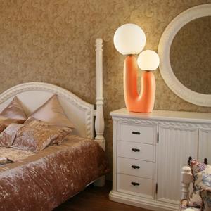 Arturesthome Bedside Nightstand Table Lamp for Living Room Bedroom, Desk Lamp with Light Bulbs, Orange