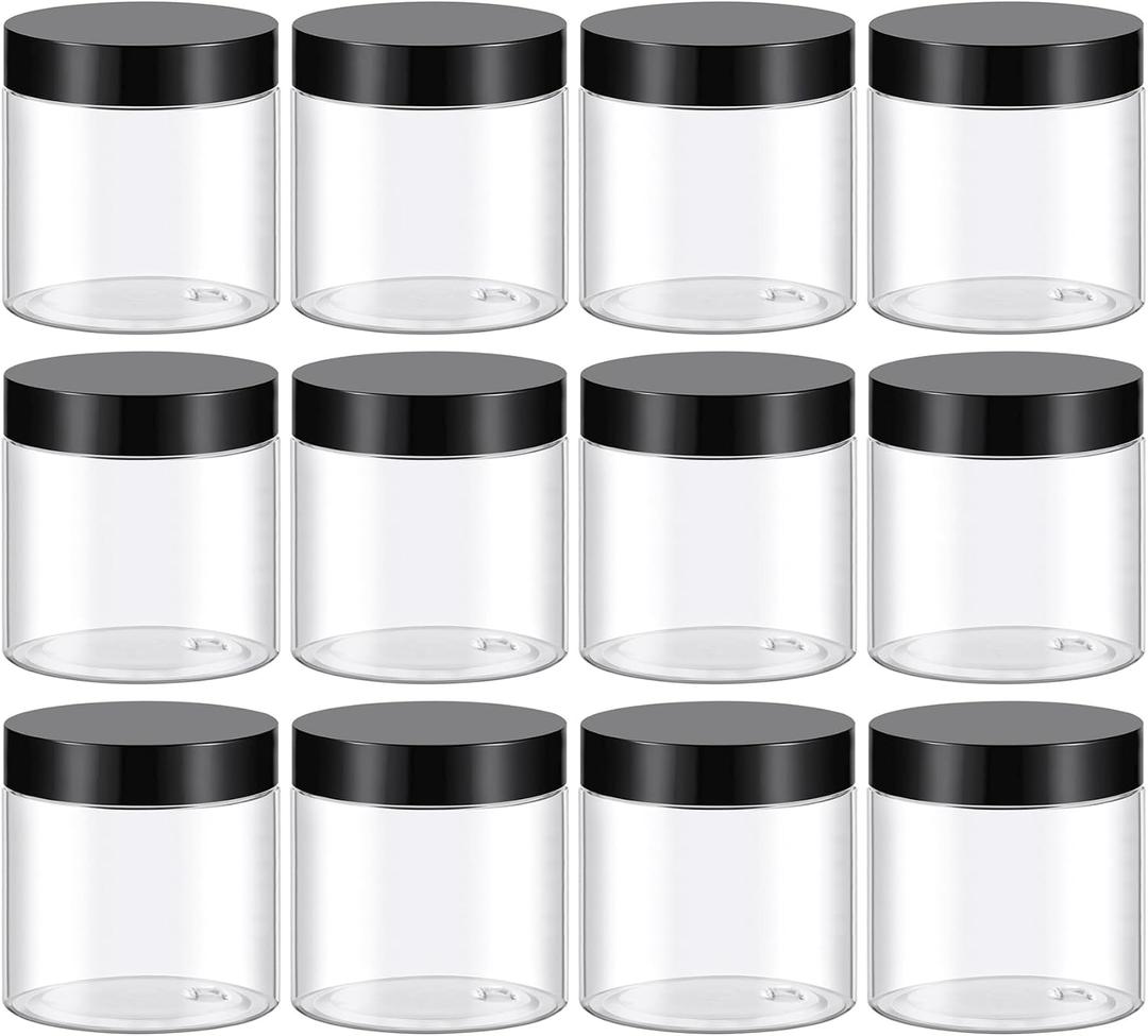 TUZAZO 4 Oz Plastic Containers Small Jars with Lids, 12 Pack