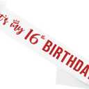 Sweet 16 Sash Red,Its My 16th Birthday Sash,16th Birthday Sash for Girls,Glitter Letter 16th Birthday Sash for Girls,Happy 16th Birthday Party Decorations,White and Red