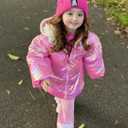 UNICOMIDEA Baby Girl Winter Coat Laser Toddler Jackets Warm Down Outerwear with Hooded for 4-5T (Pink)