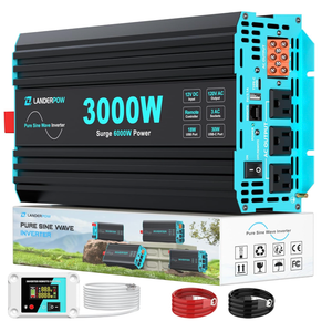 3000 Watt Pure Sine Wave Inverter 12V DC to 120V AC for RV, Truck, Solar, Home, Off-Grid, Power Inverter with 3 AC Outlet, 30W USB-C, 5V 3.1A USB, Hardwire Port, Remote Control, Surge 6000W