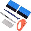 Gomake Vehicle Vinyl Wrap Tool Kit Window Tinting Tool Include 4 Inch Felt Squeegee, Retractable 9mm Utility Knife and Blades, Zippy Vinyl Cutter and Mini Go Corner Squeegee for Car Wrapping (Mix Color)