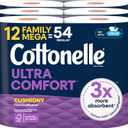 Cottonelle Ultra Comfort Toilet Paper with Cushiony CleaningRipples Texture, 12 Family Mega Rolls = 54 Regular Rolls