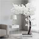 5.2 ft Tall White Cherry Blossom Tree Artificial | Faux Silk, Cherry Blossom Trees with Lights, Fake Tree Faux Flowers for Home Office and Wedding Indoor Outdoor Decor