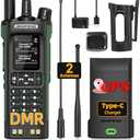 Ham Radio BAOFENG DM32 DMR Radio Handheld Rechargeable Walkie Talkies Long Range DM32UV 5RM Two Way Radio NOAA Weather Radio with GPS, Copy Frequency 2500mAh Battery USB-C Charging with Radio Holster