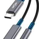 USB C to 3.5mm Headphone and Charger Adapter, 2 in 1 USB C to Aux Audio Jack with PD Fast Charging Dongle Cable Cord for Phone 16 15 Pro Max Samsung Galaxy S25 S24 S23 Pixel Ultra,iPad Pro (2 Port-Separate, Grey)