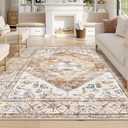 Lahome 9x12 Area Rugs for Living Room - Boho Non-Slip Washable Carpet Ultra-Thin Large Rug Lightweight Throw Foldable Dining Room MatFarmhouse Neutral Print Carpet for Bedroom Guest Room (Taupe)