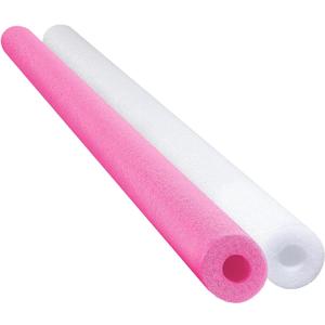 Chochkees Floating Pool Noodles Foam Tube 2-Pack, Thick Hollow Noodles for Floating in The Swimming Pool, 52" Inches Long (Pink/White)