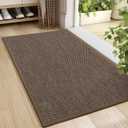 LEKEEPGO Door Mat 24"x36", Non Slip Door Mat Indoor Entrance, Rubber Backing Front Indoor Door mats Washable Absorbent Low-Profile Entryway Entry Resist Dirt Inside Door Mats, Brown