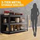 3-Tier 48D X 17.7W X 40H Garage Shelving Heavy Duty 1800LBS Shop Shelves Heavy Duty Adjustable Unit Rack Metal Rack (Black)