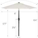 6 Ft Outdoor Patio Umbrella - Outdoor Umbrella for Patio, Pool, Table, Garden, Deck, & Beach - Easy Open/Close Crank and Push Button Tilt Adjustment - Beige Market Umbrellas