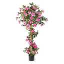 5FT Artificial Bougainvillea Tree – Faux Silk Pink Bougainvillea Plant with Pot for Indoor Outdoor Decor, Tall Fake Tropical Tree for Home, Office, Patio, Balcony, Wedding Decoration