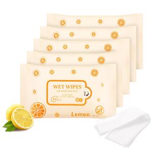 Pack of 25 Face Hand Wipes, 250 wipes, Lemon Travel Wipes Bulk for Butt, Hands, Face Cleaning, Daily Use (10 Wipes Per Pack)