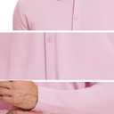 Demoking Rayon Dress Shirts for Men Formal Wedding Untuckit Shirts Long Sleeve Button Down (Pink, L)
