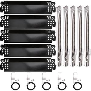 Grill Replacement Parts for Nexgrill 5 Burner 720-0888N, 720-0888, 720-0864, 720-0830H, Grill Heat Plate Shields, Burner Tubes and Ignition Electrodes for Nexgrill Replacement Parts 5 Burner (Porcelain Steel)