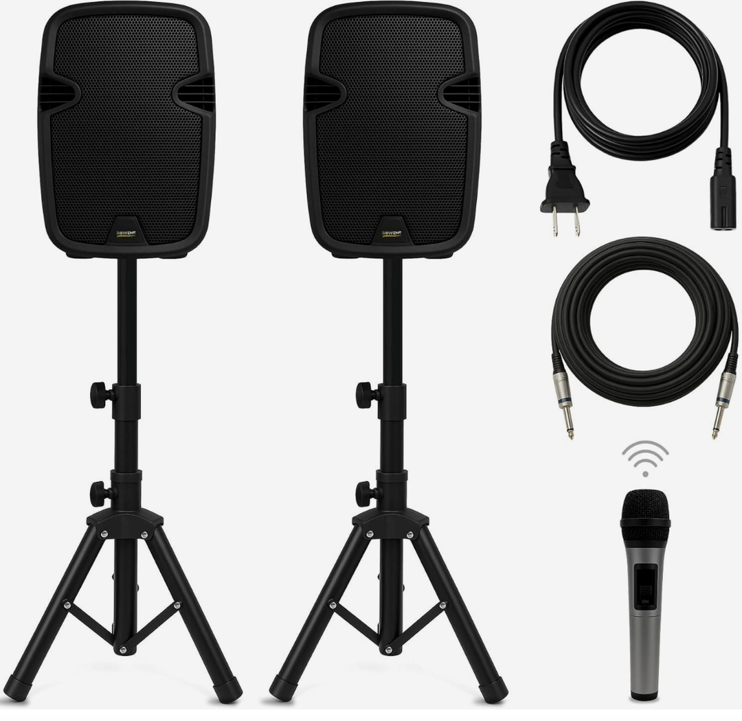 Bowens 8-Inch Bluetooth PA Speaker Set – Portable Speakers Bluetooth Wireless