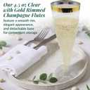 Reli. Champagne Flutes Plastic | 110 Pack | 4.5 oz - Gold Rim Clear | Premium Plastic Champagne Flutes | Party-Perfect for Celebrations