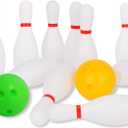 Liberry Kids Bowling Set, 10 Plastic Toy Bowling Pins & 2 Balls, Toddler Indoor Outdoor Sports Games, Educational Birthday Gifts for Boys Girls Ages 2 3 4 5 (White)