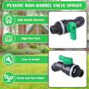 3 Sets Rain Barrel Spigot Kit 3/4 High Flow Water Barrel Faucet 3/4 NPS Inlet x GHT Outlet Bulkhead Plastic Spigot for Downspout Container Rainwater Collection