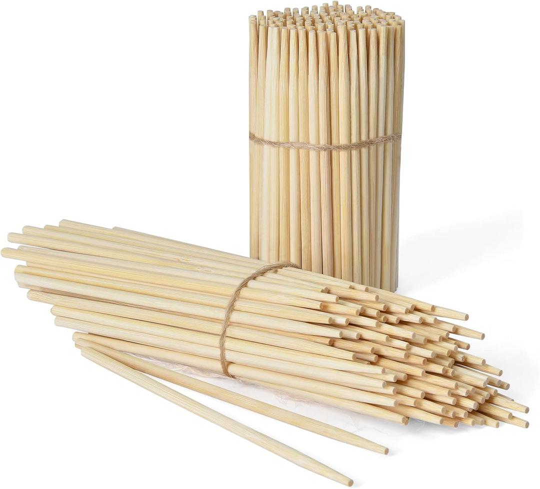 Bamboo Skewers for Kids 8 inch Blunt Tip, Safe Wooden Corn Dog Sticks for Candy Apple Fruit Bouquet Flower Chocolate Fountain Fondue Grilling Kabobs, Long Cake Pop Sticks, Lollipop Sticks Diam 4mm