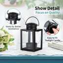 Nuptio Garden Lanterns for Candles 2 Pcs Vintage Style Hanging Small Lantern for Tealight Candle, Black Tea Light Holders for Indoor Outdoor Events Birthday Party Wedding