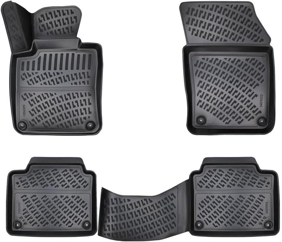 RizLiner Volvo S90 2017-2024 & V90 2018-2020 & V90 Cross Country 2017-2024 Floor Mats 3D Custom Fit Rubber Car Mats Floor Liners All Weather Heavy Duty Waterproof Odorless Non-Slip TPE (Front & Rear)