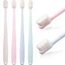 4 Pieces Extra Soft Toothbrushes for Sensitive Gums with 20000 Micro Nano Bristle for Adult Pregnant Gum Recession Elderly Braces, Protect Fragile Gums(Blue, Green, Pink, Beige)