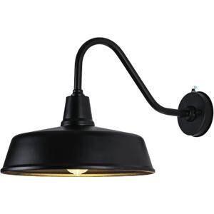 Barn Lights Outdoor Gooseneck - 15" Black Dusk to Dawn Exterior Barn Lights for House, Farmhouse Wall Lighting Fixtures with Photocell for Porch Garage (15" Diameter, 1pc)