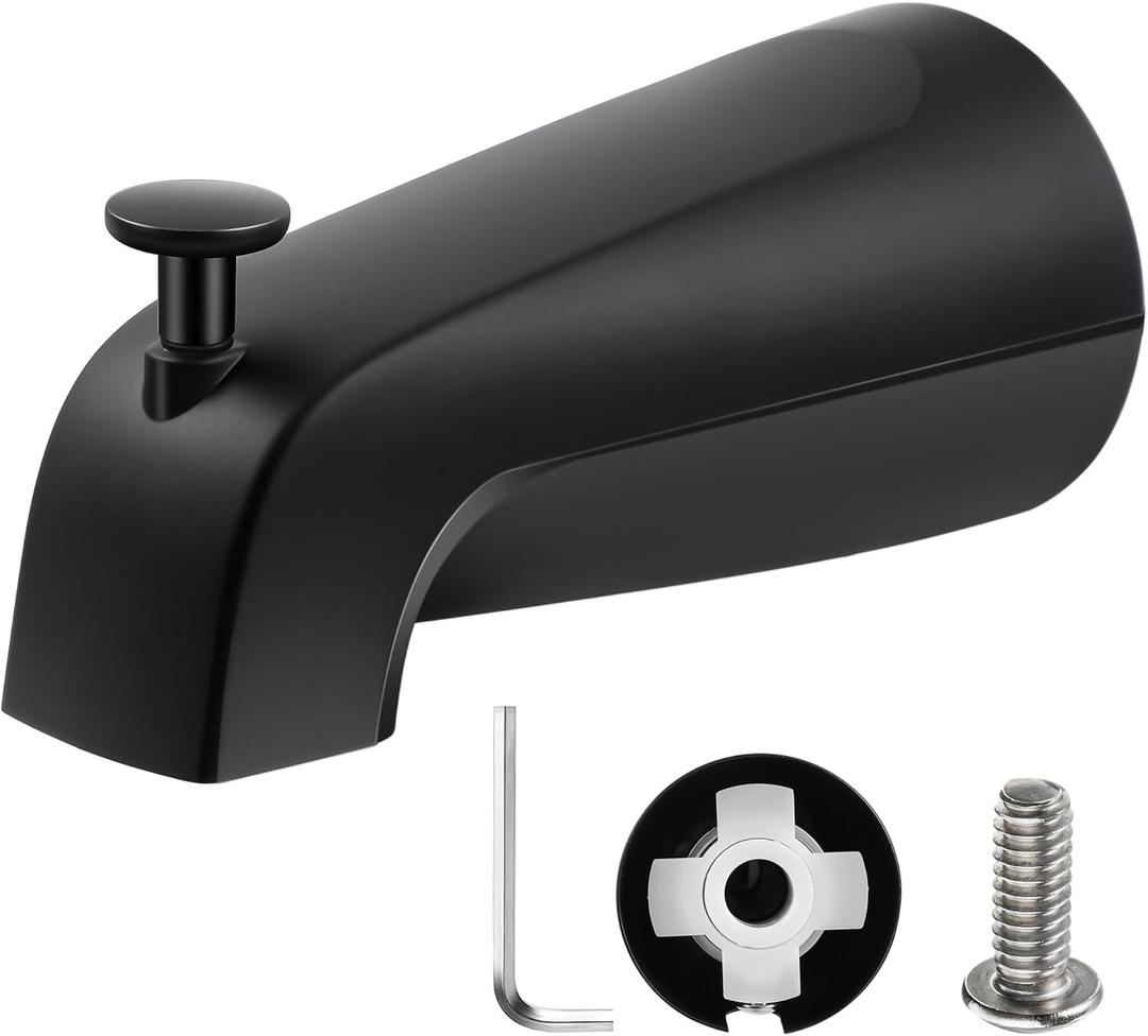 Enhon Slip on Tub Spout with Diverter, Compatible with American Standard 8888026.002 Tub Spout, Bathroom Bathtub Faucet, Fits 1/2 Copper Water Tube(5/8 Dia), 5/32 Hex Wrench(Matte Black,1)