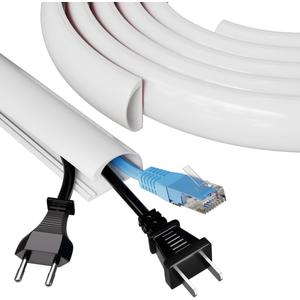 39" Side Open Cord Hider for Wall Mounted Tv, Extension Flexible Cable Cover to Hide Conceal Cords Along Wall,Wire Raceway Management Cable Concealer Channel,Electric Cord Organizer,W 1.08" H 0.6"