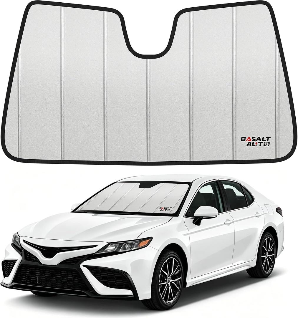 Windshield Sun Shade Deluxe Compatible for 2018-2024 Toyota Camry Sedan Silver Reflective 6 Layers Accordion-Folding Front Sun Visor