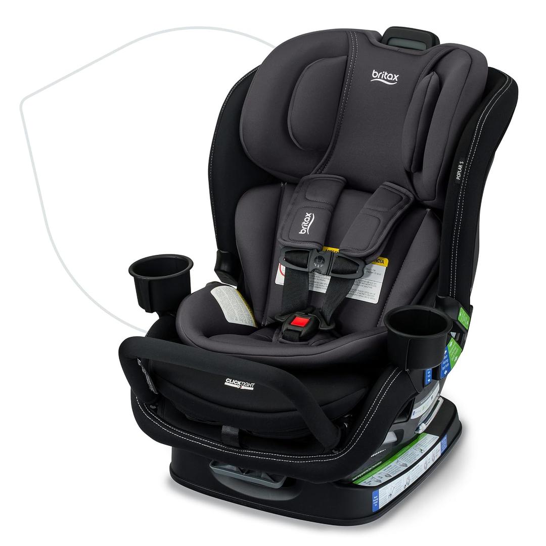 Britax Poplar S Convertible Car Seat, 2-in-1 Car Seat Extended Rear Facing, 17 Slim Car Seat Design with Fast & Easy ClickTight Installation, Anti-Rebound Bar & SafeWash Fabrics Stone Onyx, EXP: 04/23/2036