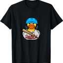 Baseball Rubber Duck Sporty T-Shirt (Small, Black)