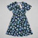 KIRUNDO Spring Summer Wedding Guest Dresses for Women 2026 Boho Floral Short Sleeve V Neck Ruffle Tiered Flowy Maxi Dress(Blue, Medium)